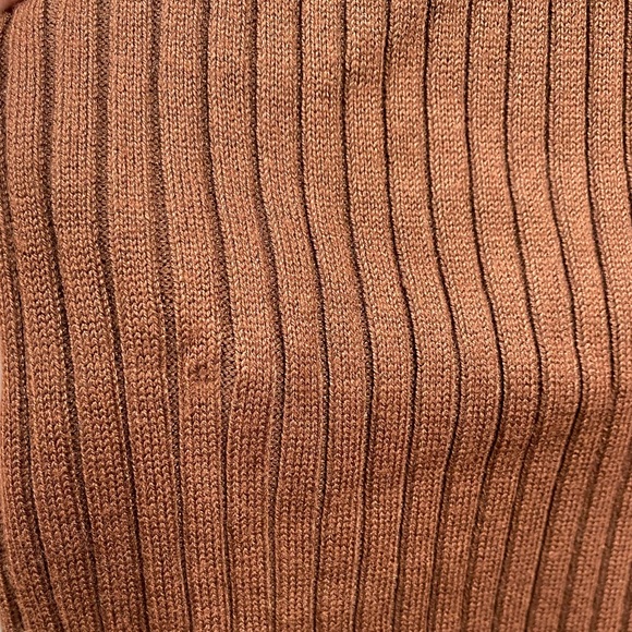 Abercrombie & Fitch Brown Ribbed Knit Midi Skirt Side Slits Women’s Size Medium - Picture 7 of 12